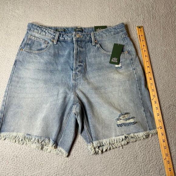 Wild Fable Jean Shorts Womens 14 Blue High Rise Denim Distressed Bermuda NEW - Picture 8 of 12
